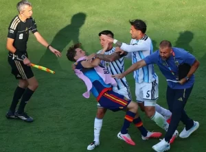 The World Cup has just ended. Why did Spain and Argentina get into a fight after the game, and who crossed the line first?