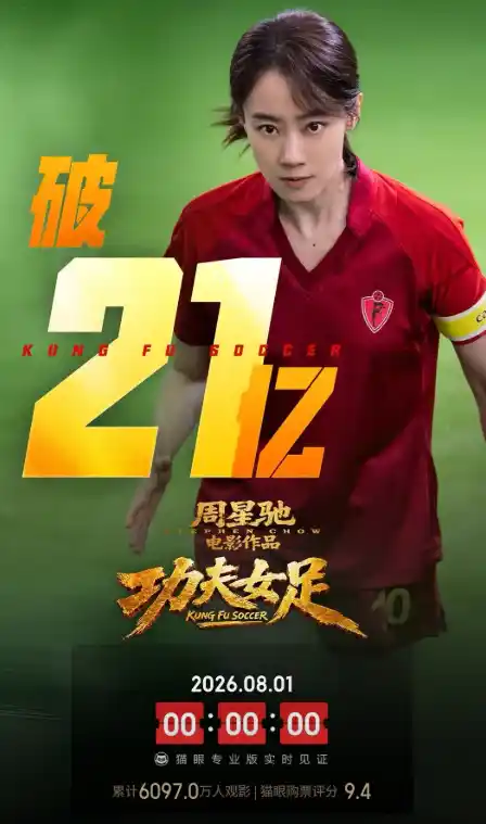 电影《功夫女足》实时票房21.6亿