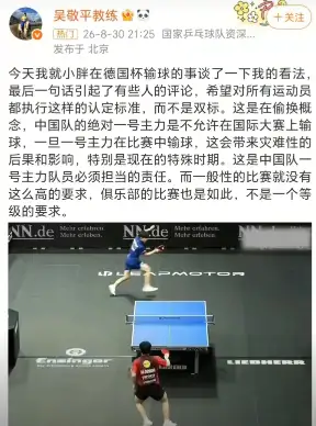 吴敬平回应樊振东输户上隼辅